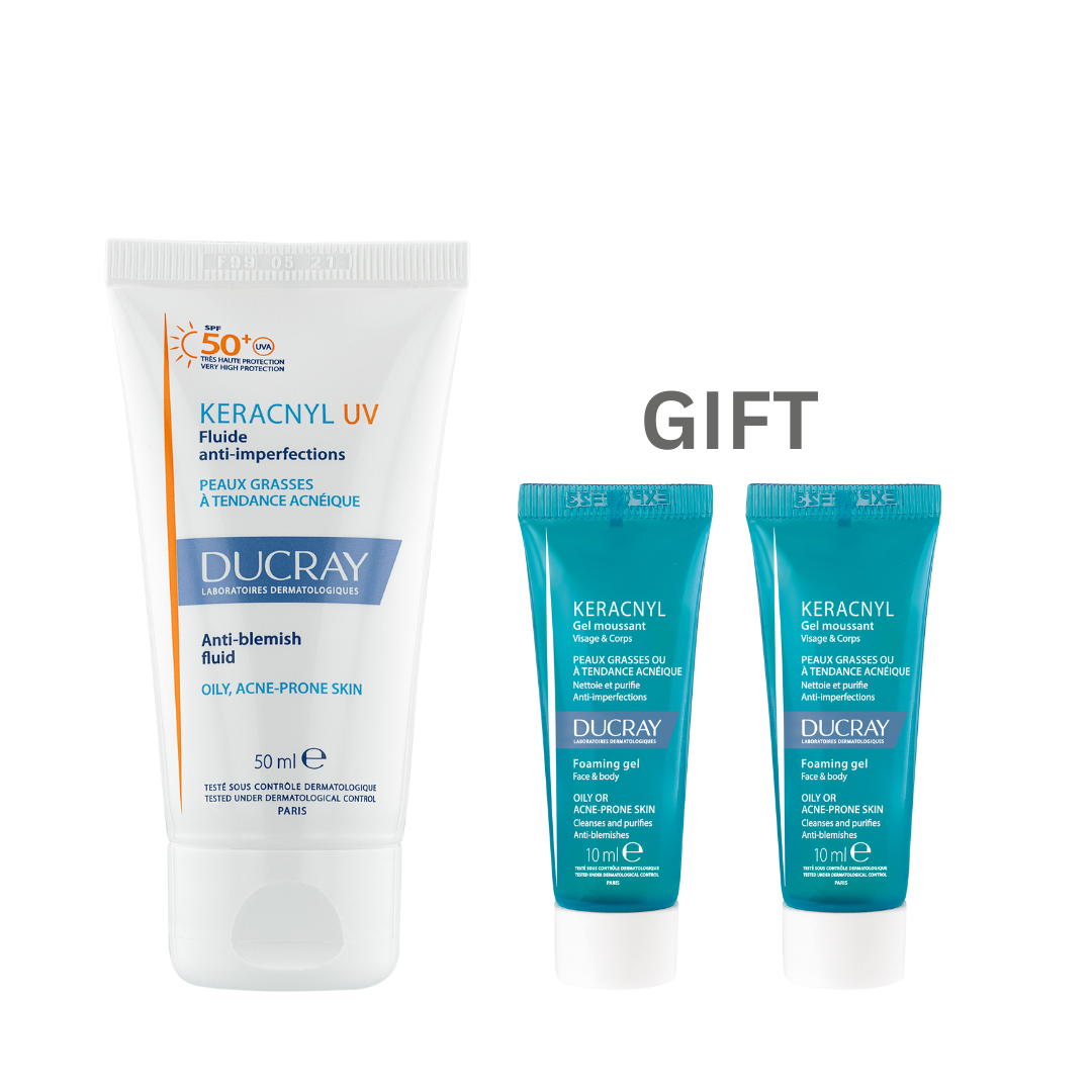 Buy Ducray Keracnyl UV SPF 50+ 50ml Fluid Get Keracnyl Gel 20mL
