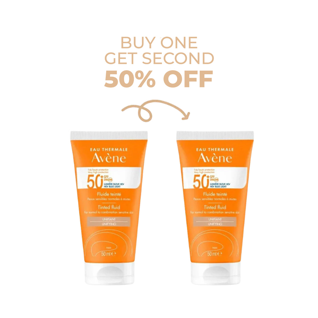 Avene Tinted Fluid Sunscreen SPF50+: Buy 1 Get 50% on The 2nd