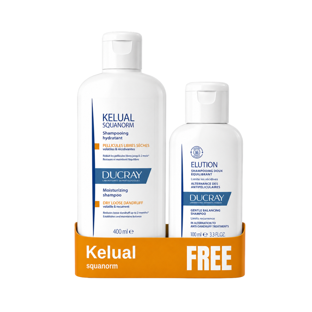 Ducray Kelual Squanorm Anti-Dandruff Shampoo - Dry Dandruff 200mL Buy 1 Get Elution 100mL FREE
