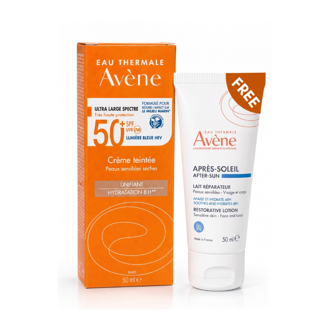 Avene Sunscreen Tinted Cream SPF50+ 50mL Buy 1 Get 1 After Sun 50mL FREE