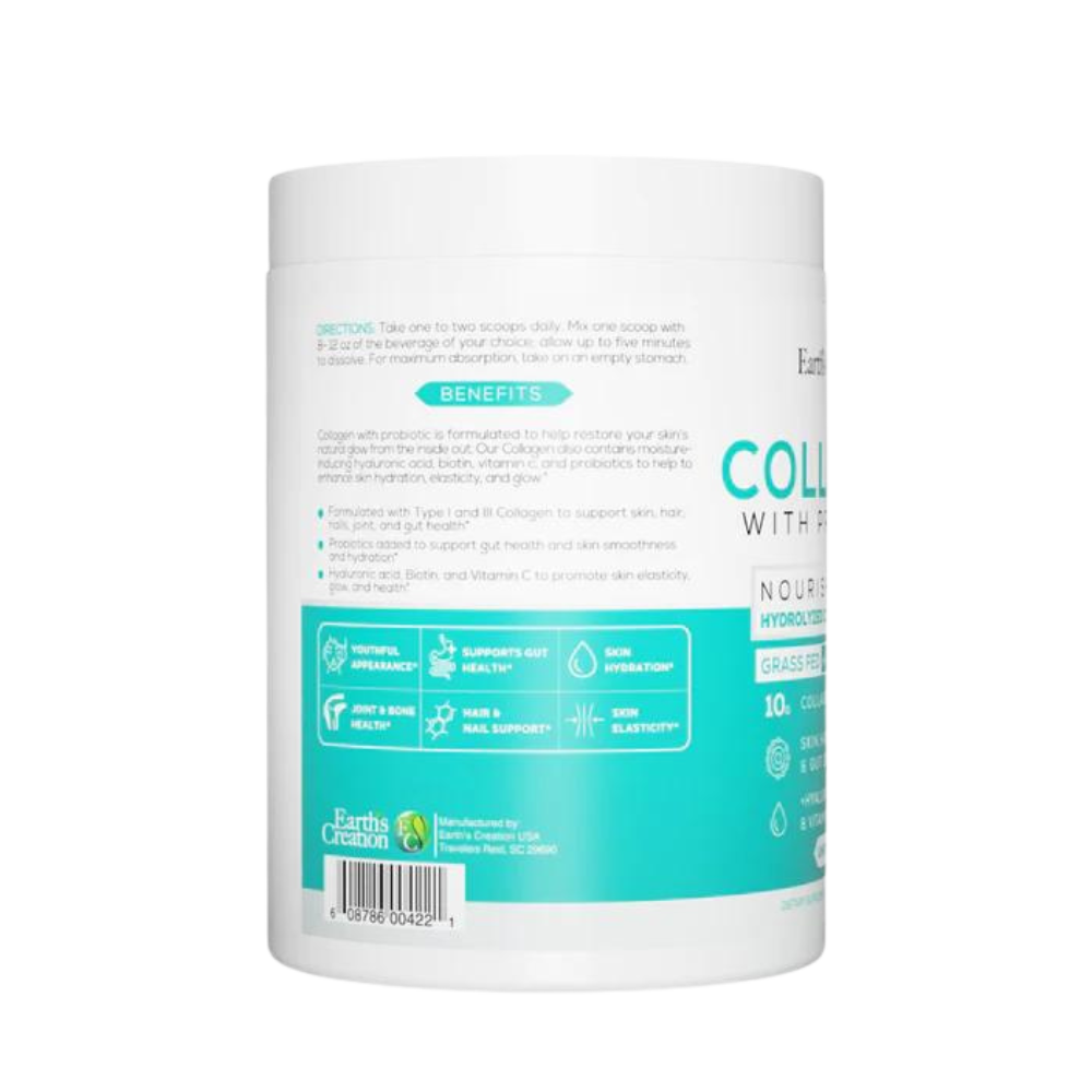 Earth's Creation Hydrolyzed Collagen Peptides + Probiotics