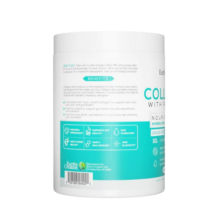 Earth's Creation Hydrolyzed Collagen Peptides + Probiotics