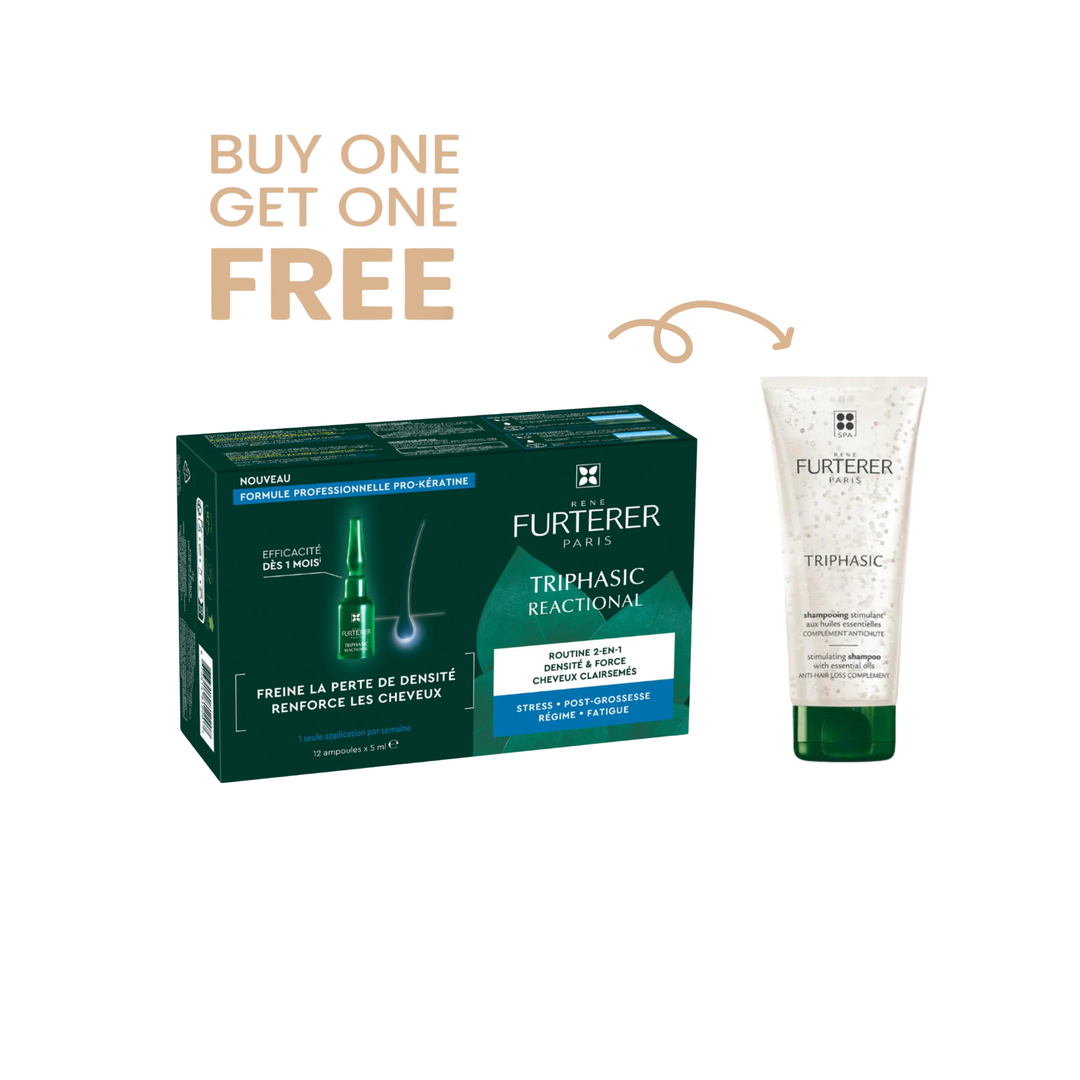 Buy 1 Get 1 FREE: Buy Rene Furterer Triphasic Ampoules Get Rene furterer triphasic shampoo 200mL For Free