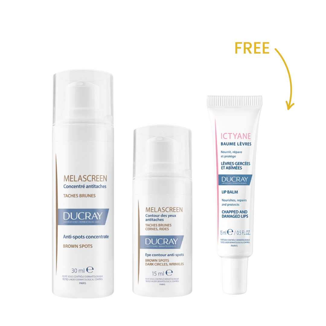 Buy Ducray Melascreen Concentre Anti-Taches + Eye Contour Get Ictyane Lip Balm