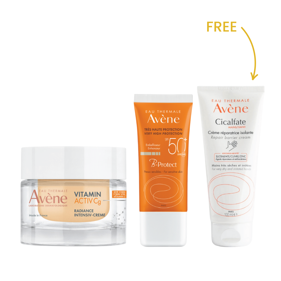 Buy Avene Vitamin Cg Cream + Avene B protect sunscreen Get Avene Cicalfate Mains
