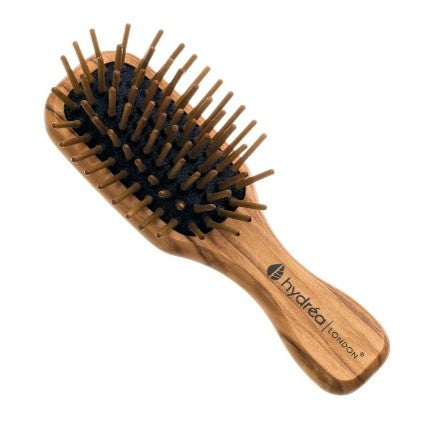Hydrea London Olive Wood Mini Anti-Static Travel Hair Brush