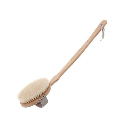 Hydrea London Professional Vegan Dry Body Brush Long Detachable Curved Handle