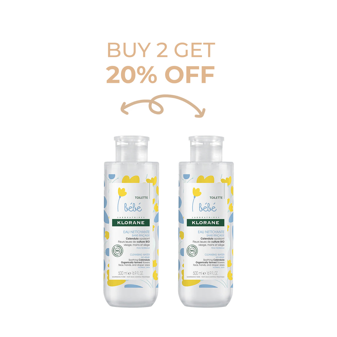 Klorane Bebe Cleansing Water No Rinse 500mL: Buy 2 Get 20% OFF