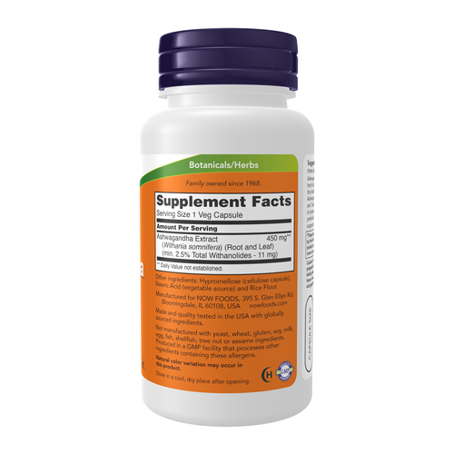 Now Standardized Extract Ashwagandha 450 mg 90 Veg Capsules
