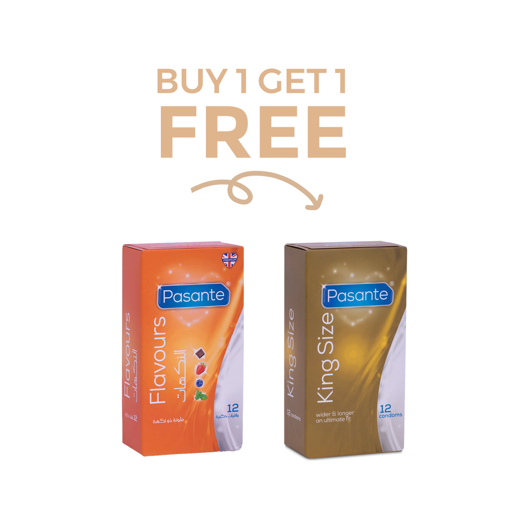 Pasante Flavours 12 Condoms Buy 1 Get King Size 12 Condoms FREE