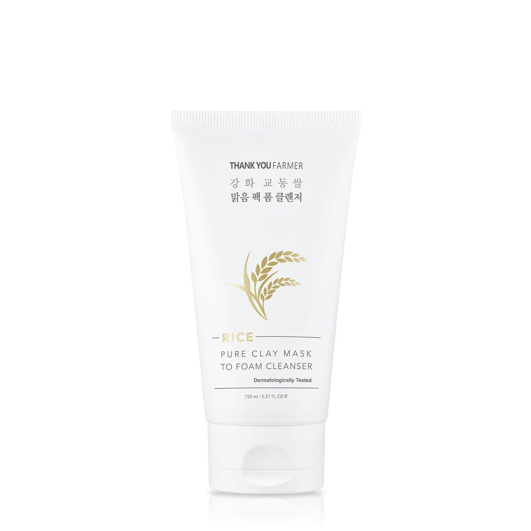 Thank You Farmer Rice Pure Clay Mask To Foam Cleanser 150 Ml
