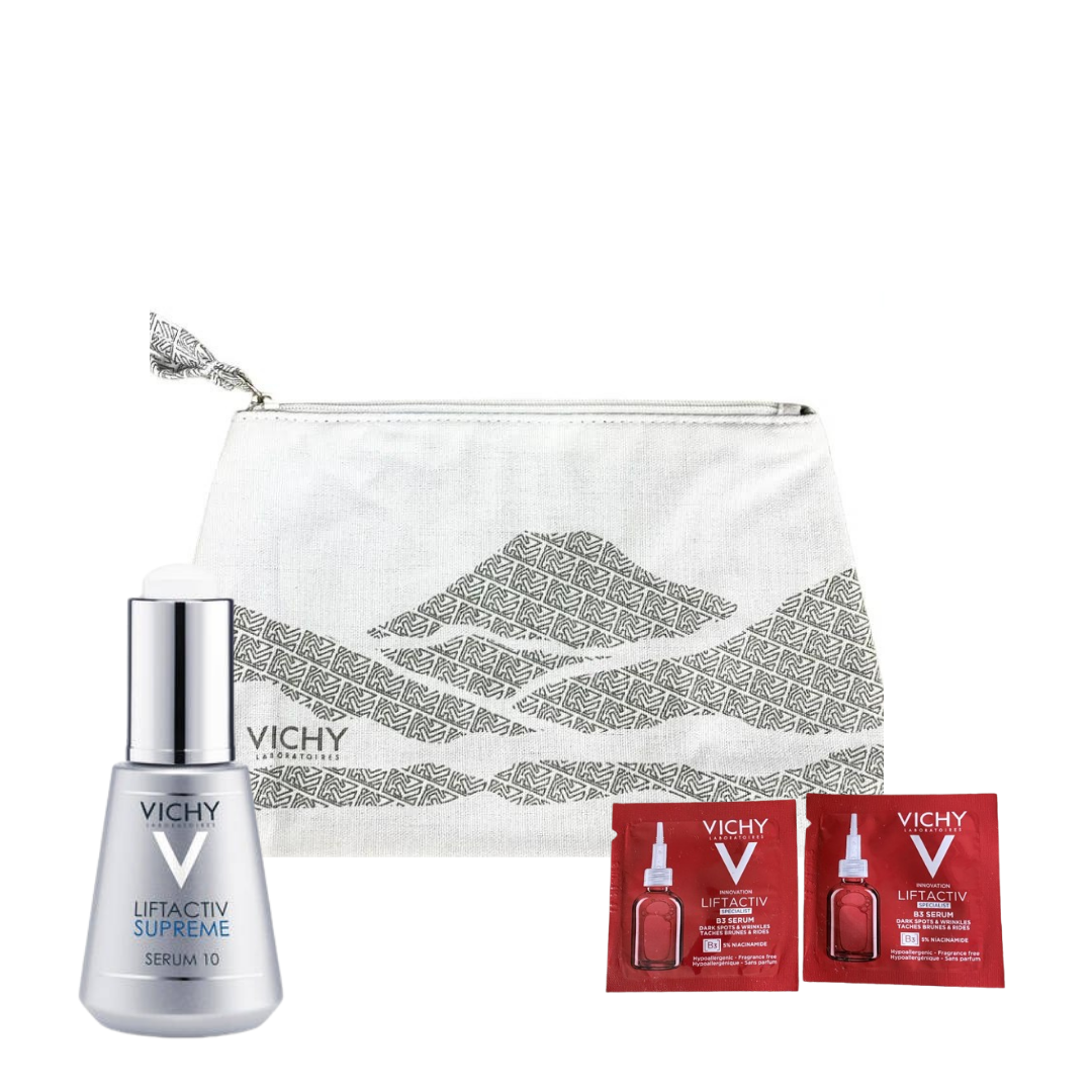 Vichy Liftactive Serum With Free Pouch and 2 Sample b3 Serums.