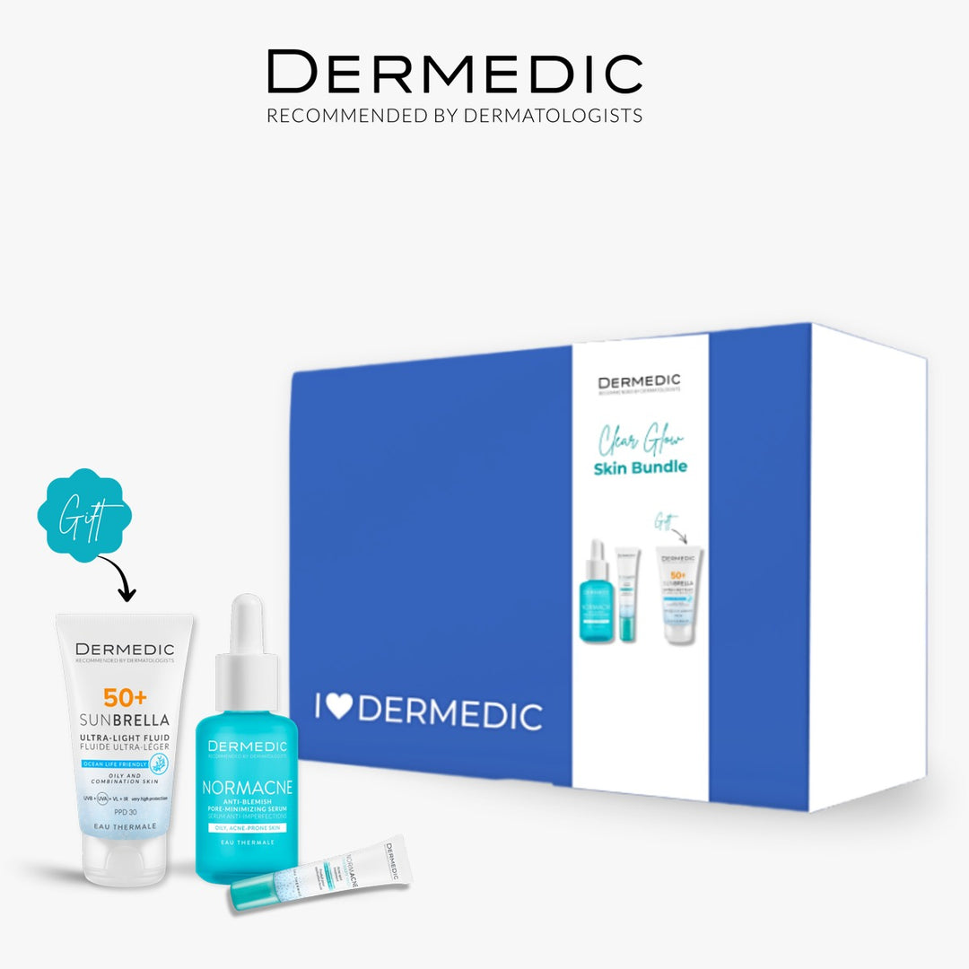Dermedic Clear & Glow  Christmas Set: Buy Normacne Mini Pores + Acne Spot Serums & Get Ultra Light Sunscreen For FREE
