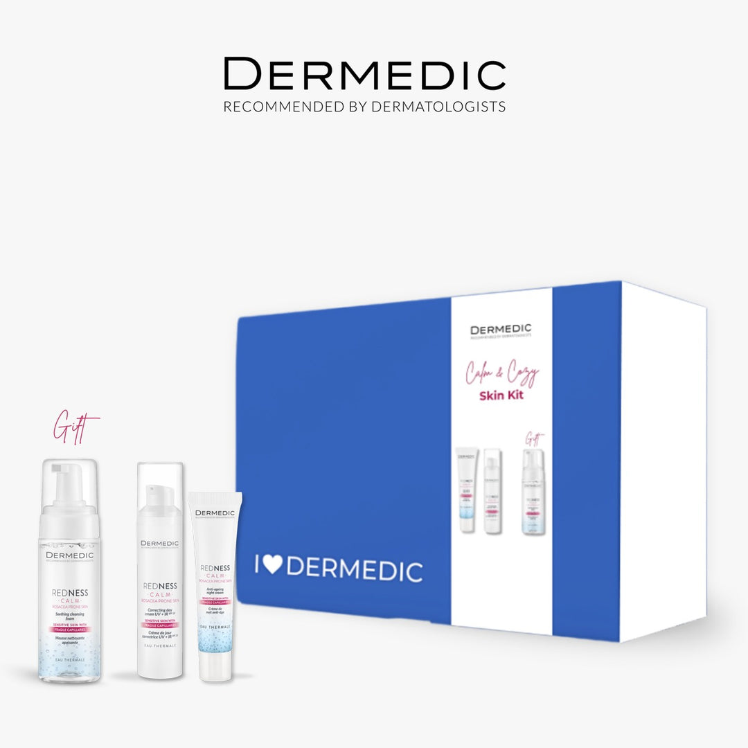 Dermedic Calm Christmas Set: Buy Redness Correcting Day Cream UV+Night cream Get Soothing Cleansing Foam For Free