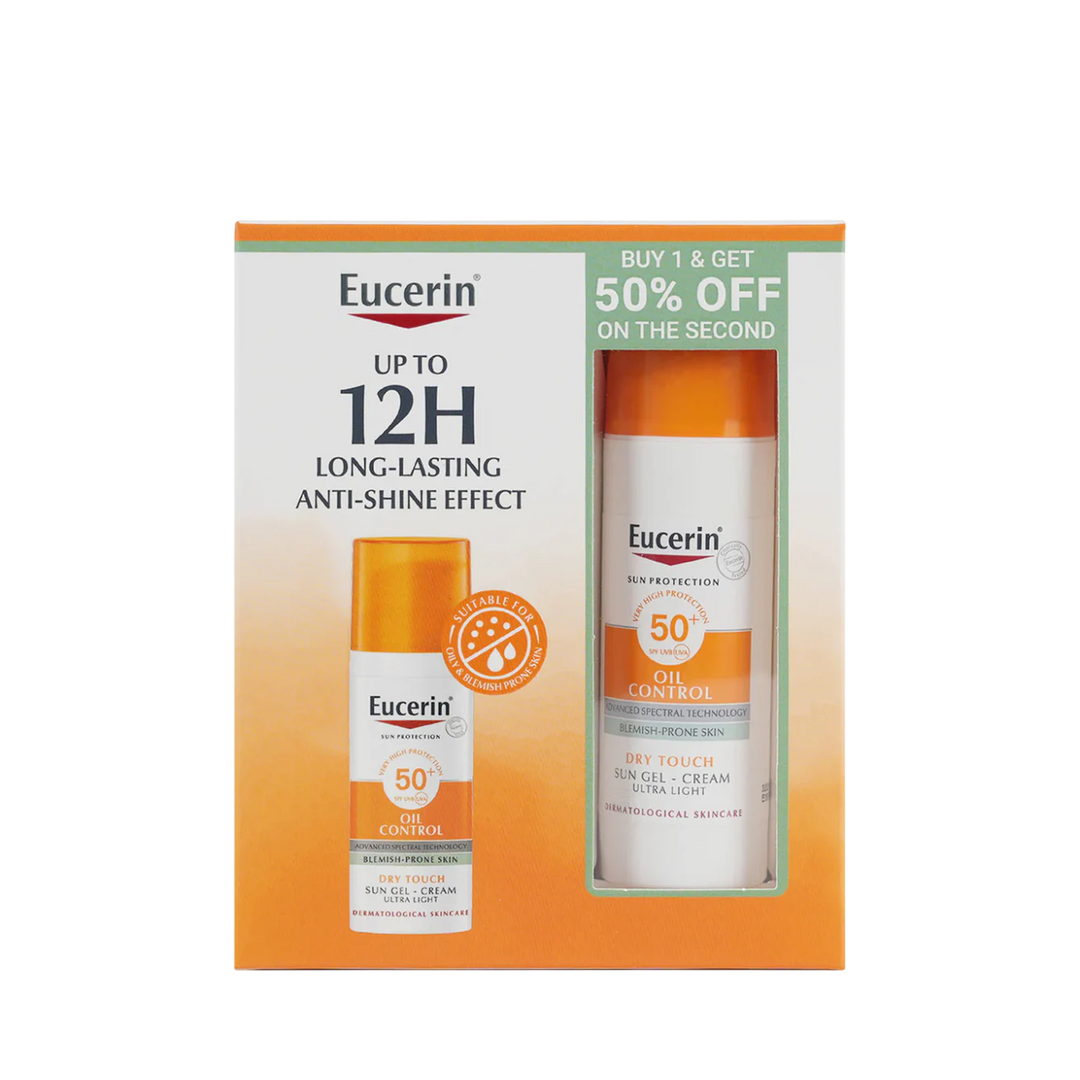 Eucerin DUO PACK Oil Control Sun Gel-Cream Dry Touch SPF 50+ Buy 1 Get 50% Off the 2nd